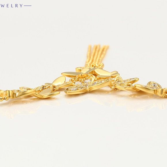 Elegant Butterfly Tassel 18KGP Necklace - Picture 6 of 10